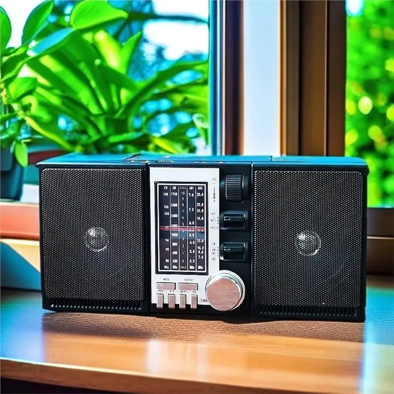 レトロラジオ Bluetooth スピーカー USB TF MP3 プレーヤーポータブル充電式デュアルスピーカーハイパワーラジオ US プラグ-Y41A