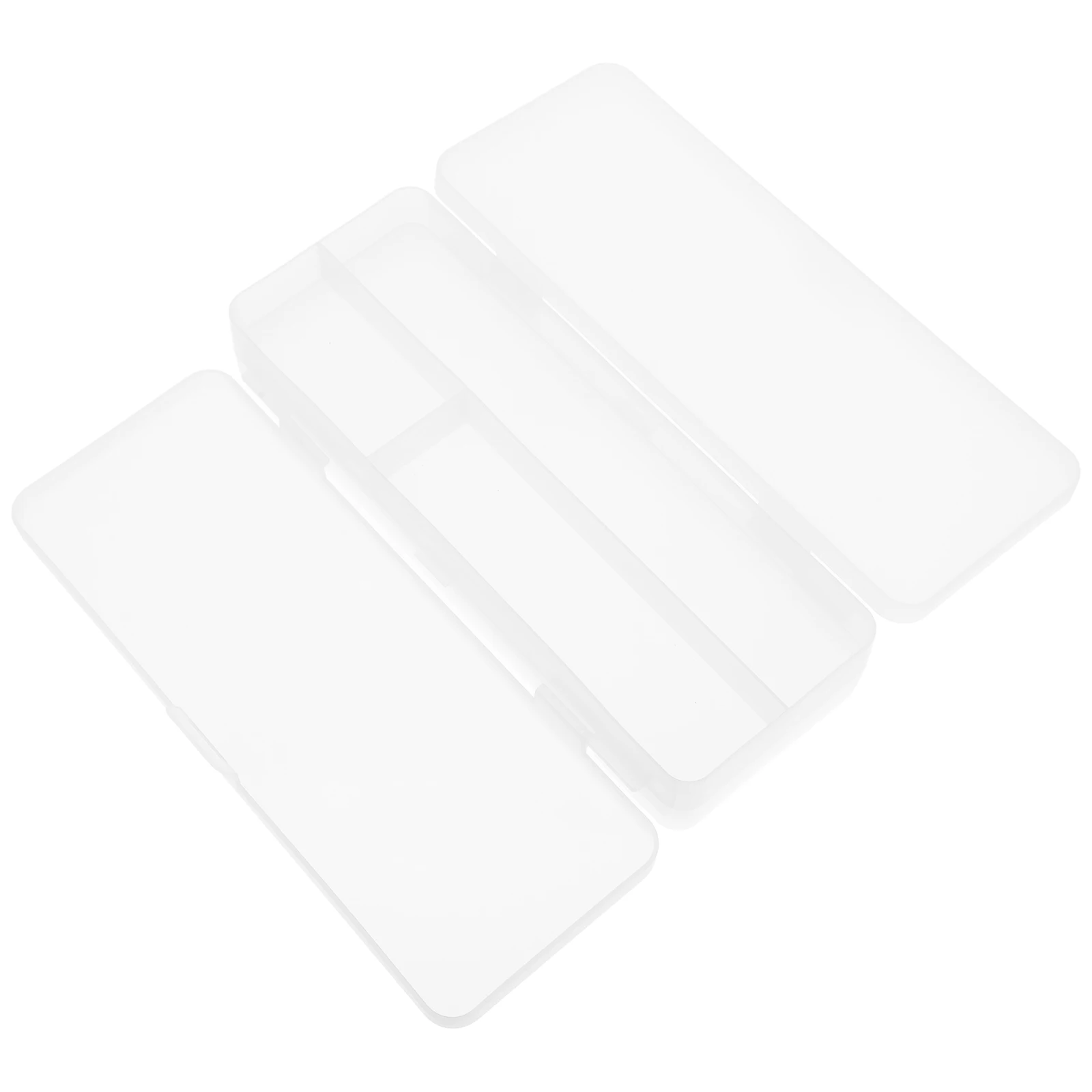 

Transparent Frosted Double Compartment Pencil Box Large Capacity Plastic Pencil Case Snap Closure School Office Storage