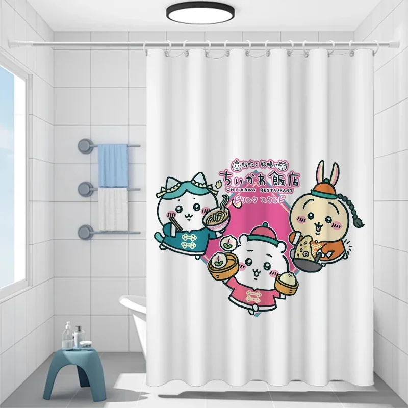 Chiikawas Curtains in the Bathroom Accessories Sets Luxury Folding Partition Shower Curtain Waterproof Bath Bedrooms Quarto *5 #