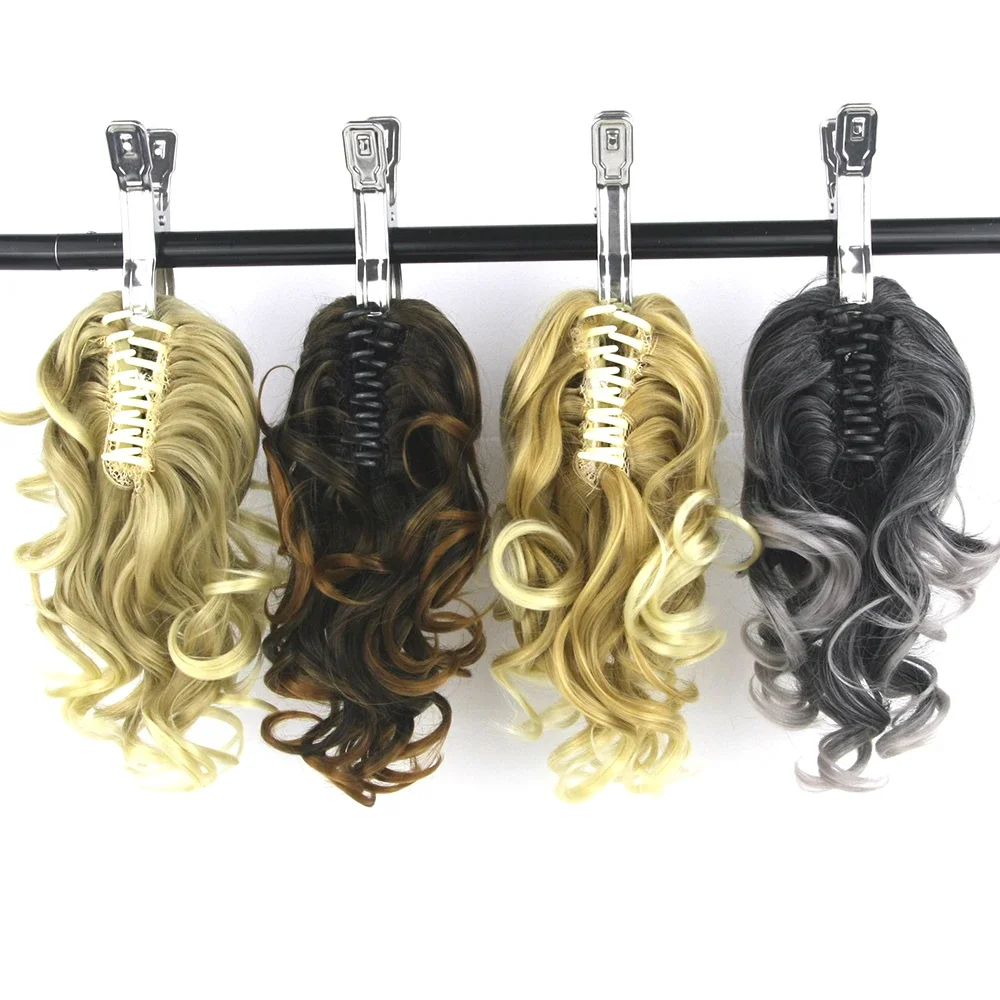 Soowee 8 Color Curly High Temperature Fiber Synthetic Hair Pony Tail Hairpiece Blonde Gray Clip In Hair Extensions Claw Ponytail