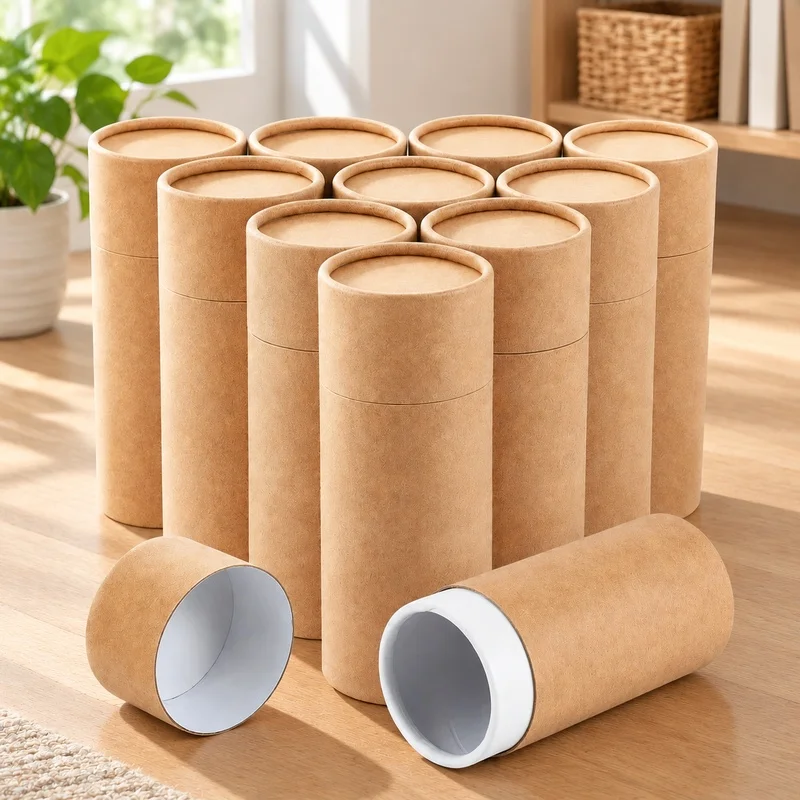 10-Pack Kraft Paper Tube Containers, 100ml Each, Perfect for Storing Cosmetics, Tea, Coffee, Pencils, and Craft Supplies