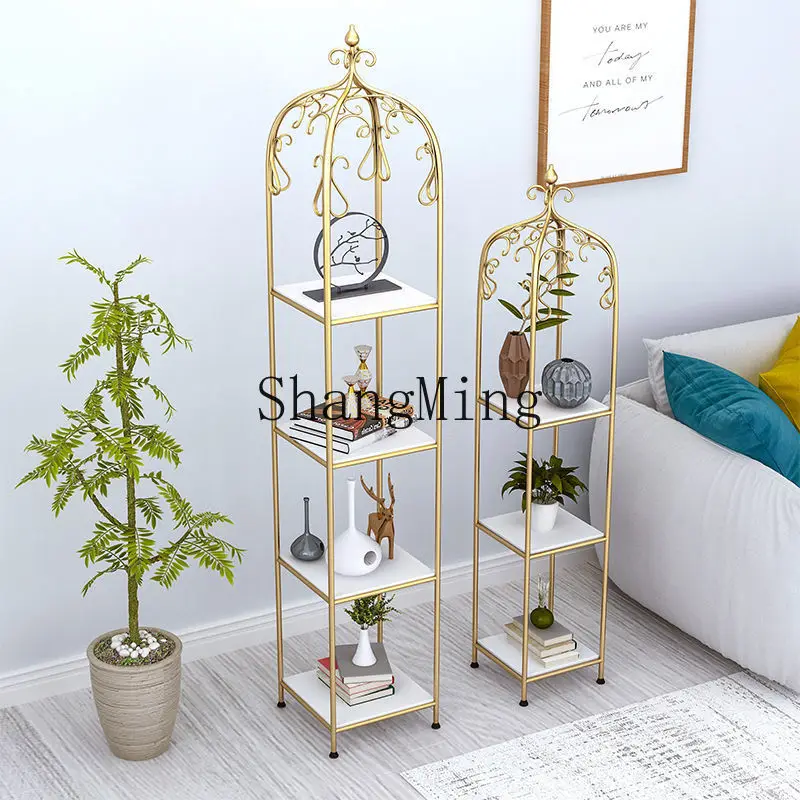 

CL light luxury wrought iron bird cage shelf living room multi-layer floor clothing store bag gold display stand
