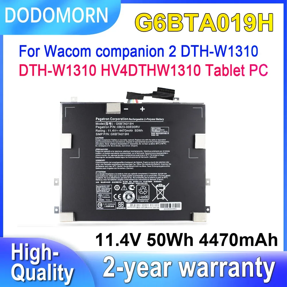 DODOMORN для планшета Wacom Сменный аккумулятор для планшета 2 DTH-W1310 HV4DTHW1310 G6BTA019H 0B23-00E00RV 11,4 в 50 Вт/ч 4470 мАч