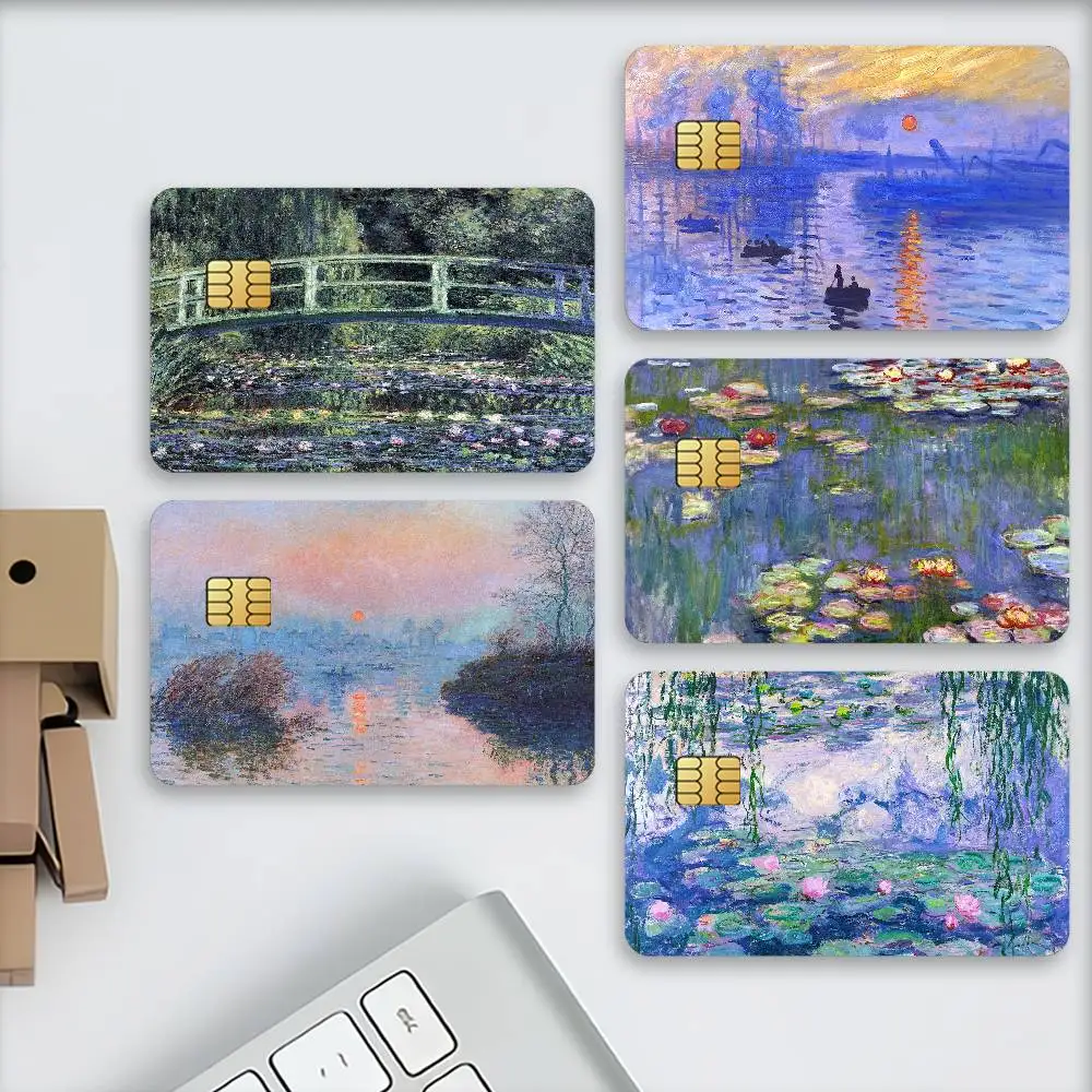 Fashion C-Claude M-Monet Credit Decorative Card Stickers Suitable For Bank Cards Metro Transit Anti-scratch Gift 4PCS