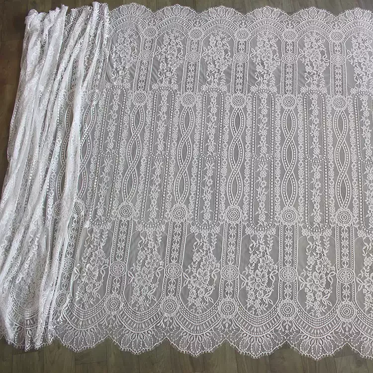 

3yards Luxury Scalloped Edge Lace Fabric for High-End Fashion & Evening Wear Designer Sewing Supplies fabric for patchwork