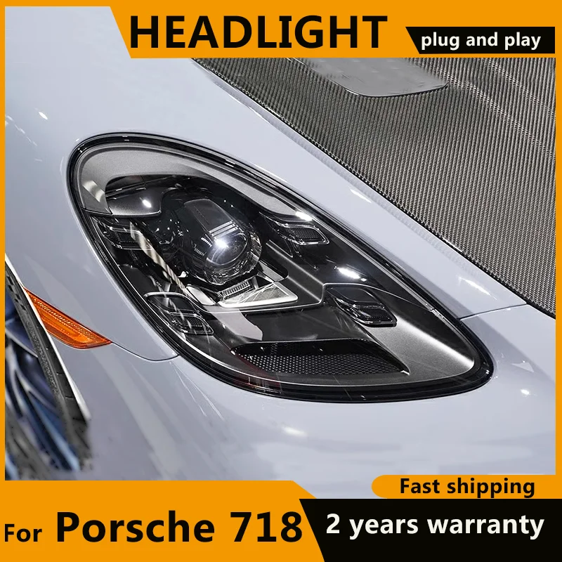 

Matrix Head Lamp for Porsche 718 LED Headlight 2016-2023 Headlights cayman boxster DRL Turn Signal High Beam Angel Eye Projector