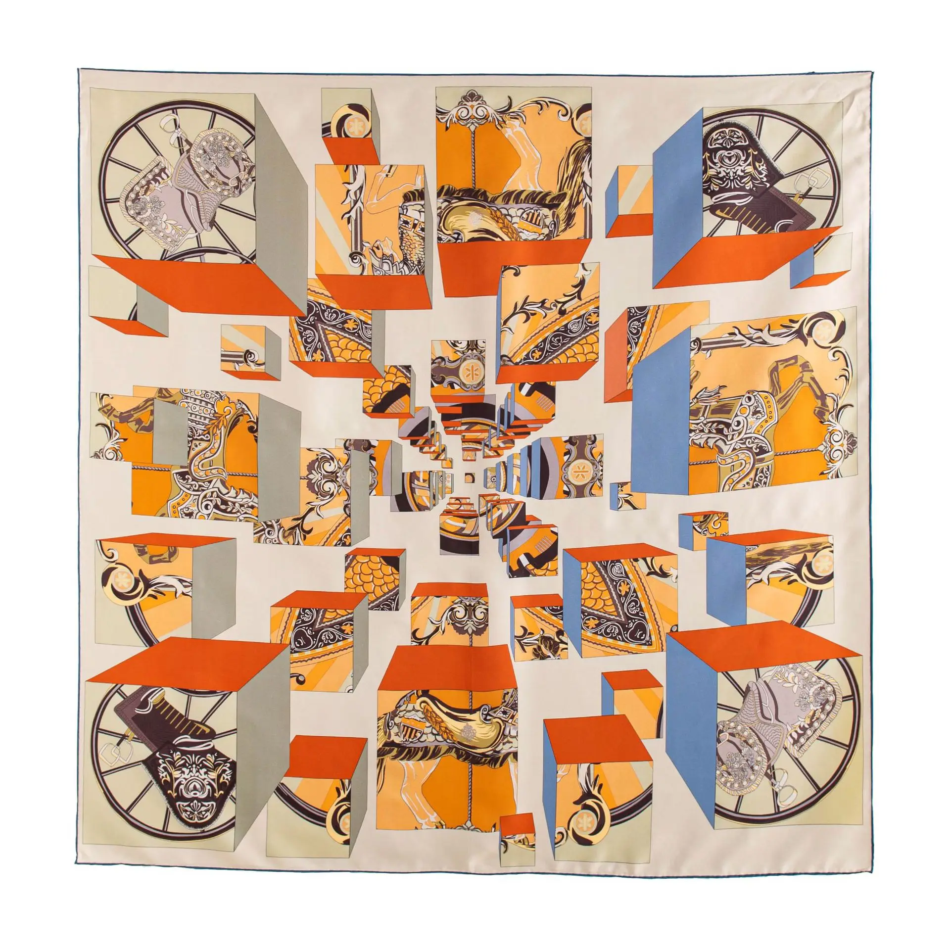 Light luxury high-end handmade double-sided printed silk square scarf shawl gift box