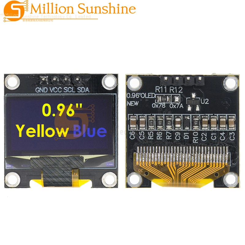 Original 0.96" OLED SPI/IIC I2C  White/blue/yellow Blue 0.96 Inch OLED Module 128X64 OLED LCD LED Display Module for ARDUINO