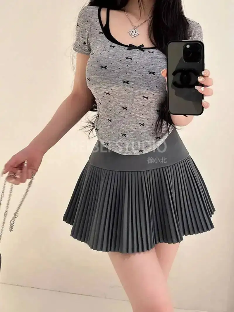 

Pure Desire Fold Half Skirt Female Academy Style Manga Girl High Waist A-line Short Skirt JK Pleated Skirt Sweet Women UY0M
