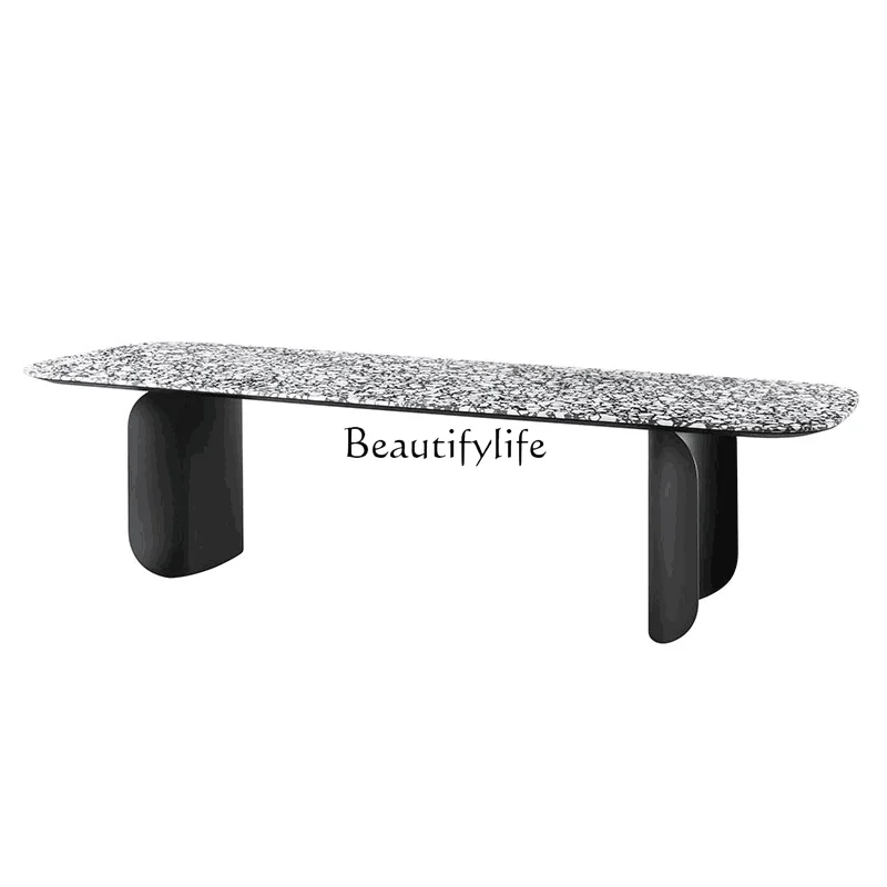 

Italian Minimalist Terrazzo Dining Table Rectangular Dining Table Home Light Luxury Creative
