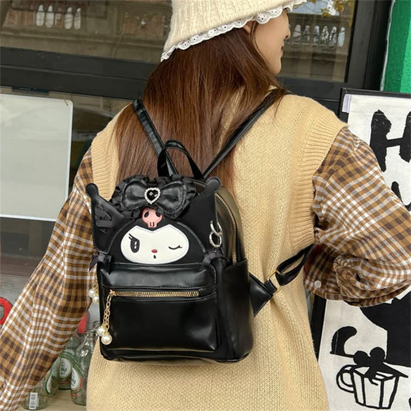 Sanrio Kuromi My Melody Lolita Gothic Mini Backpack Kawaii Anime Sweet PU Bag Exquisite Storage Knapsack Handbag Birthday Gift