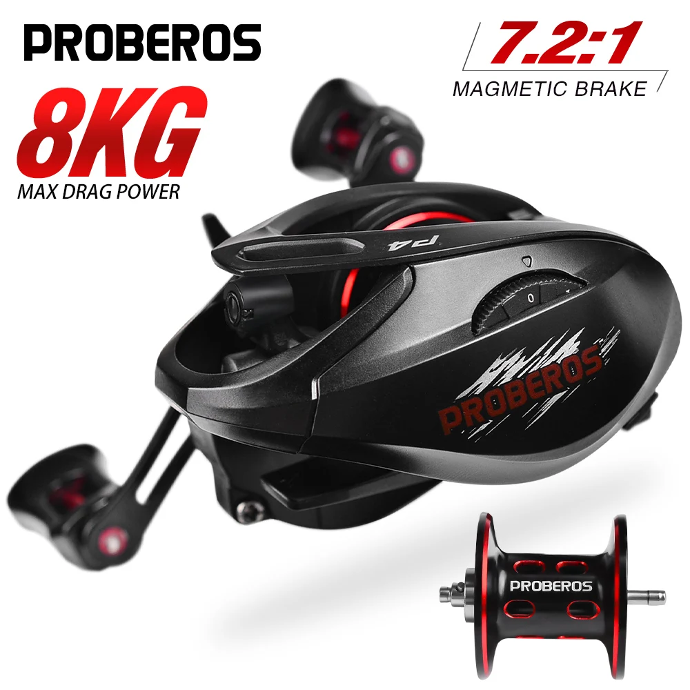 PROBEROS 1PC Waterdrop Wheel 5+1BB Ball Bearing 8KG 7.2:1 Metal Rocker Arm Remote Throw with Unloading Alarm Fishing Line Wheel