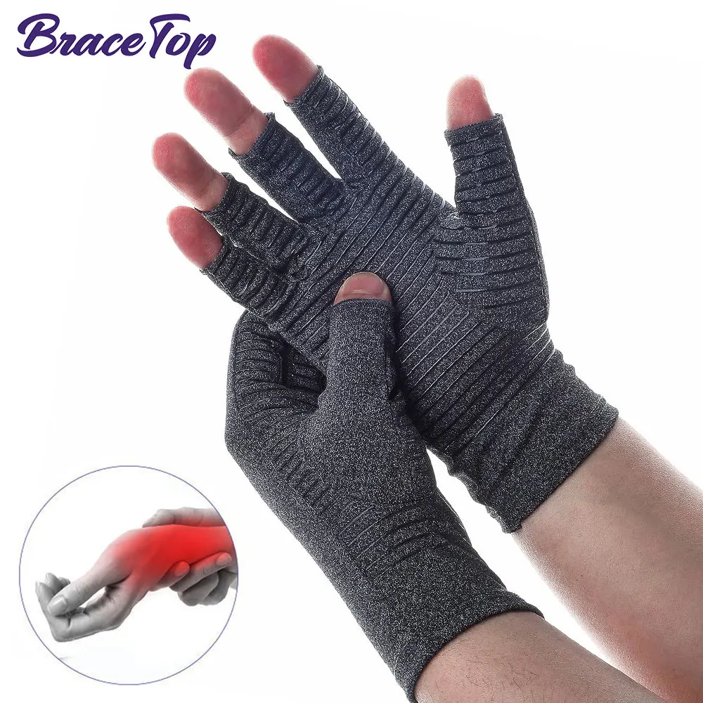 Compression Arthritis Gloves - Orthopedic Brace Arthritic Joint Pain Relief Hand Gloves Therapy Open Fingers Compression Gloves