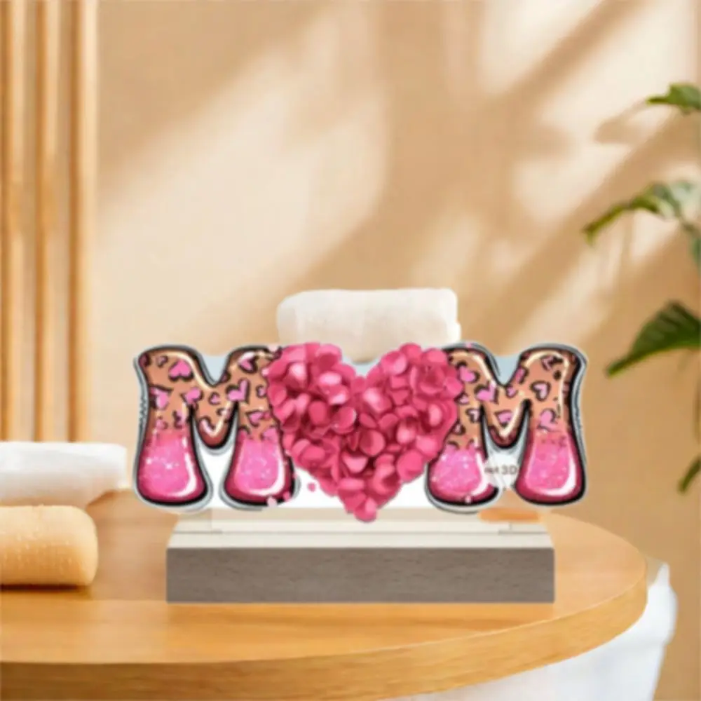 

Creative 2D Flat Mother's Day Sign Ornaments Acrylic Wear Resistant MOM Tabletop Sign Waterproof Love Flowers Ornament Bedroom