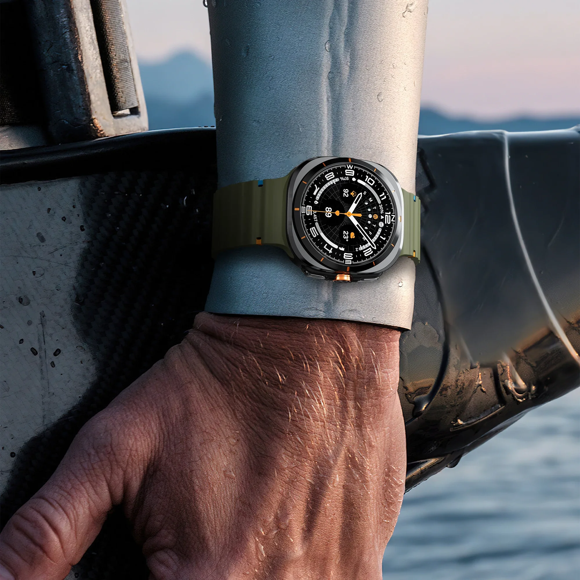 حزام أصلي لساعة سامسونج جالاكسي الترا حزام 47 مللي متر سوار سيليكون جالاكسي ساعة 5 برو/4/6 كلاسيك/7 44 مللي متر 40 مللي متر 43 46 الفرقة