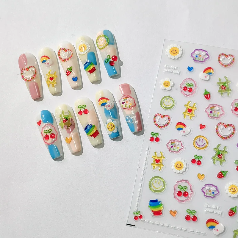 

1Pcs Cherry Smile Heart Symbol High Quality Jelly Series Adhesive Nail Sticker Nail Art Decoration Decals DesignFashion Collecti