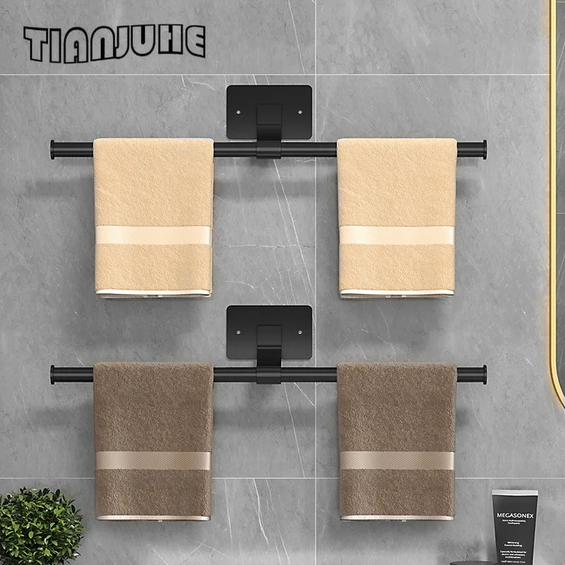 Wall-Mounted Multi-Function Towel Bar Bathroom Towel Rack for Kitchen Hanger Towel Single Pole Towel Rack
