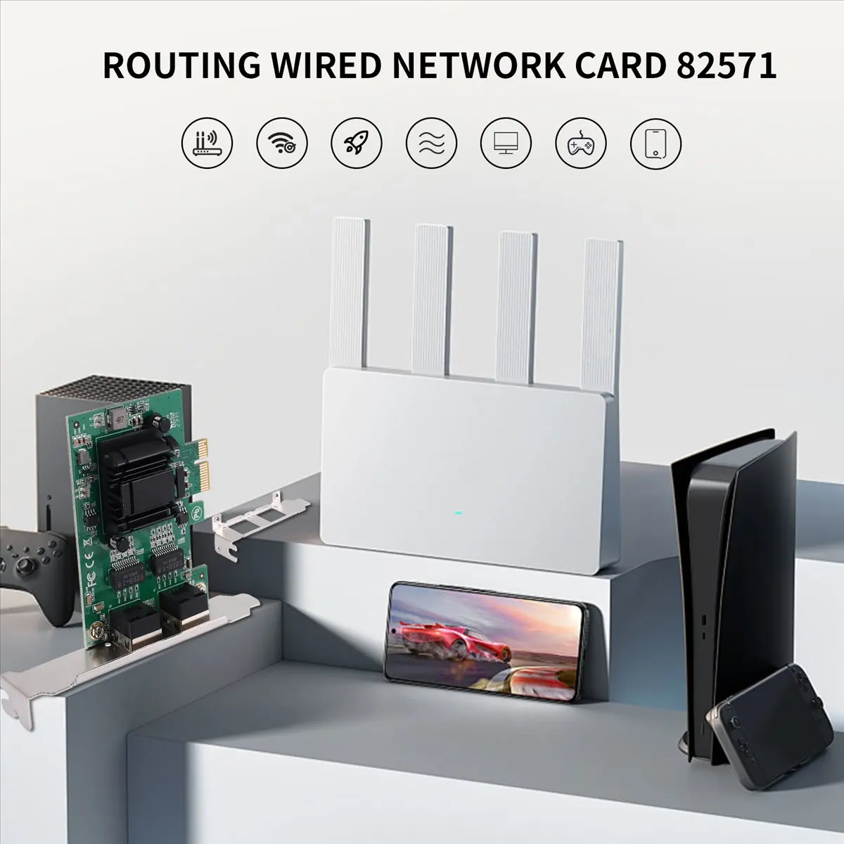 A71Z 2-Port Gigabit PCIe Network Card 1000M Dual Ports PCI Express Ethernet Adapter with 82571EB LAN NIC Card for