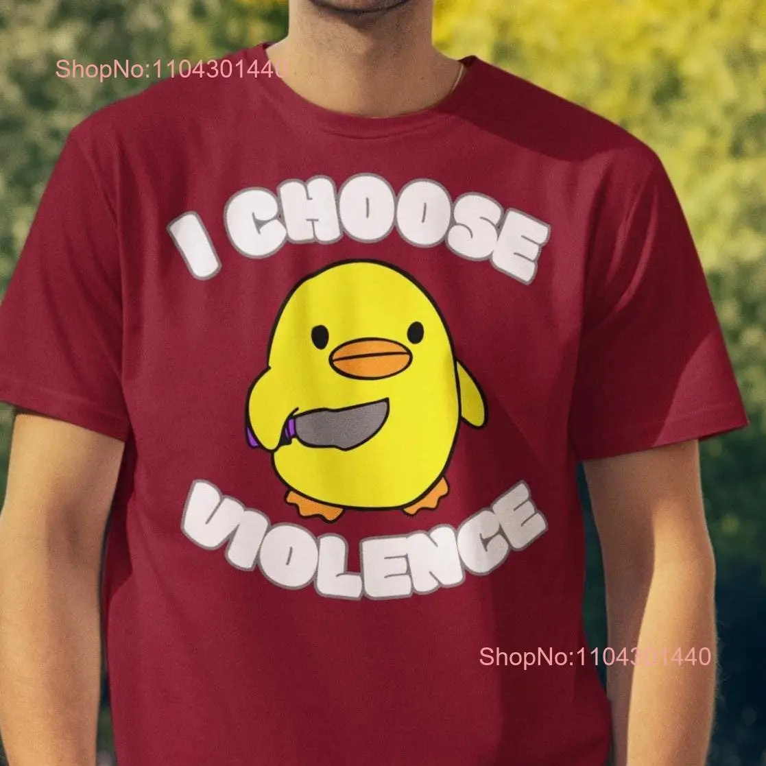 I Choose Violence Duck with Knife Vinyl Sticker Bold Quirky Design funny T shirt for him or her long or short sleeves