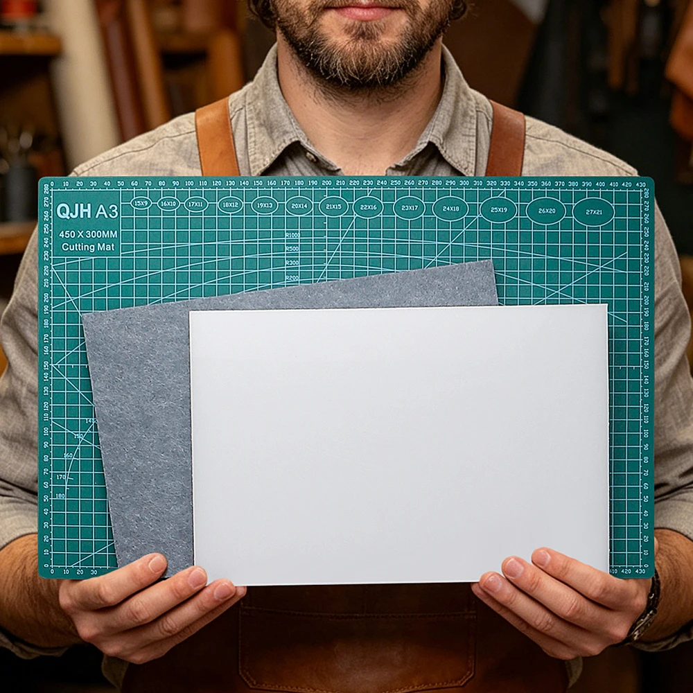 

1set DIY leather craft cutting pad tools set, included green pvc pad &white thick pad &gray high-density sound-absorbing pad