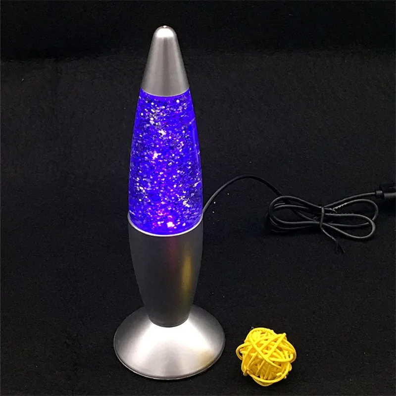 Foguete 3D portátil LED Night Lamp, Multi Color, Mudando Lava, Glitter, Festa, Jardim, Quarto, Decoração de Cabeceira, Natal Luz