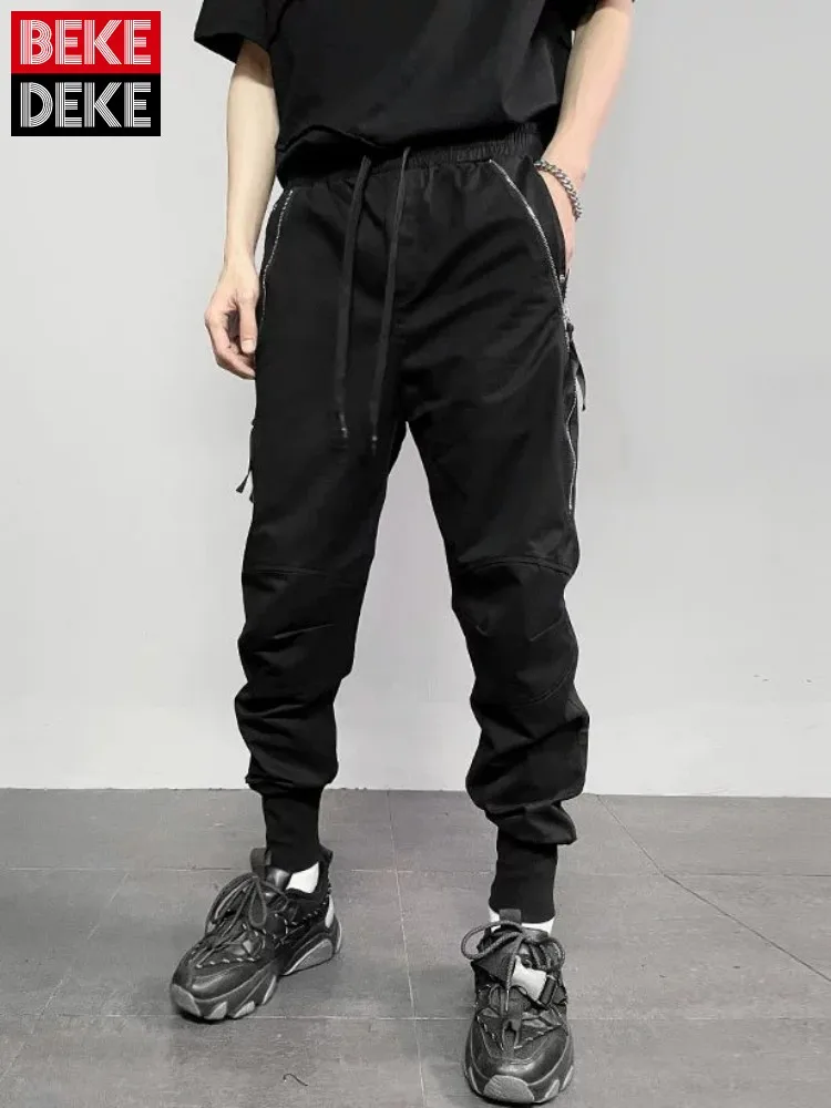 

High Street Мужские брюки-карандаш Slim Fit с эластичной резинкой на талии Брюки с лямкой на молнии Дизайн до щиколотки Черные брюки Модные повседневные повседневные брюки