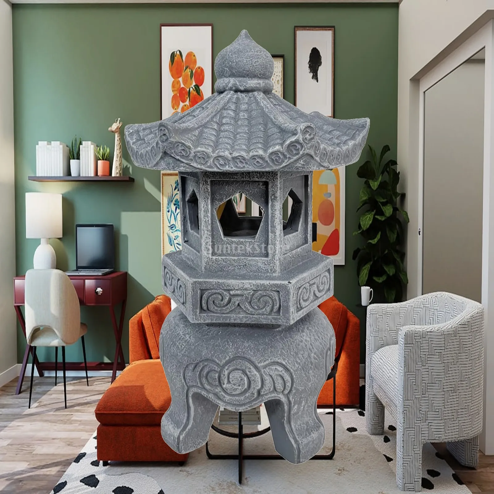Solar Pagoda Lantern Resistant Pagoda Lantern Resin Garden Lamp Decorative Lightweight for Courtyard, Pathway