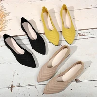 Women's Pointed Toe Flat Shoes Solid Color Knitted Slip on Shoes Casual Breathable Ballet Flats Women Flat Shoes Loafers Women W - Image 4