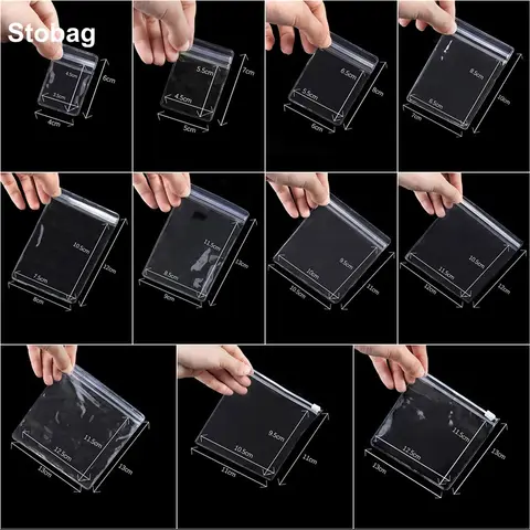 StoBag 20pcs Transparent PVC Jewelry Bag Packaging Small Self-sealing Clear Bracelet Earring Storage Reusable Plastic Pouches