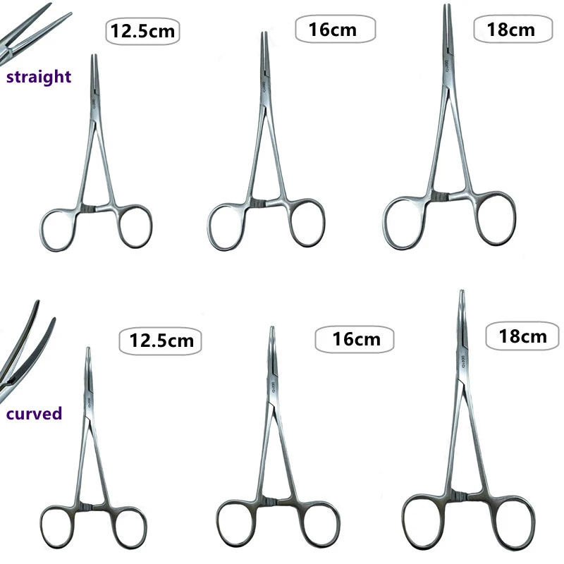 1pc Stainless Steel Hemostatic Forceps Surgical Forceps Tool Hemostat Locking Clamps Forceps Fishing Pliers Curved/Straight Tip