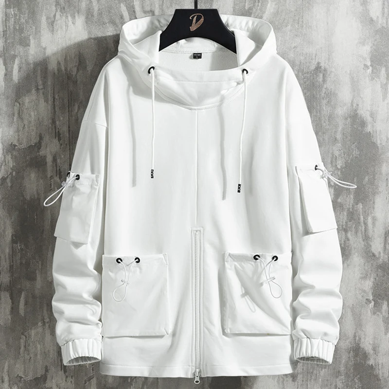 

2023 New Spring Adjustable Pockets White Oversized Hoodie Men Streetwear Pullover Loose Sweatshirt Male Hip Hop Hooded Tops 5XL