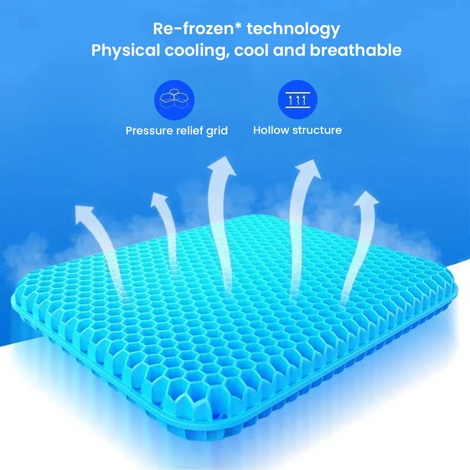 Gel Seat Cushion Summer Breathable Honeycomb Design Ice Pads  Cooling Mat Car Office Chair Cushions For Pressure Relief Back