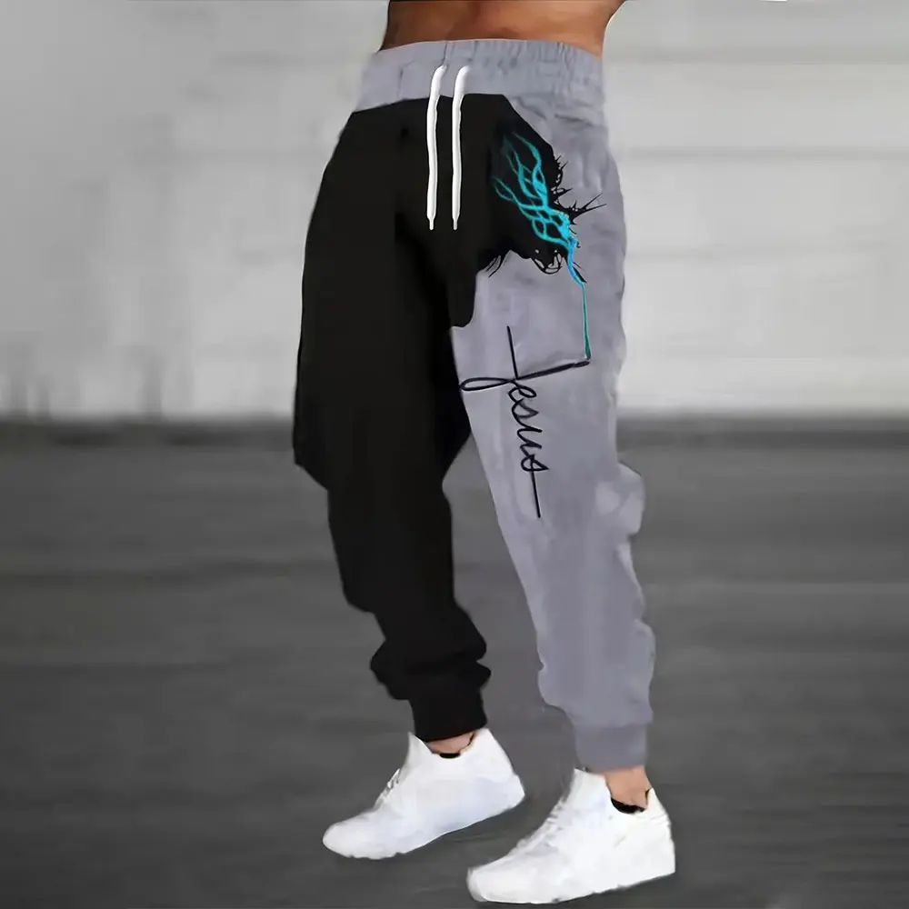 

2026 New Fashion Eagle Printed Sweatpants Winter Thick Warm Pants Men Loose Casual Pocket Drawstring Sweatpants Men Sports Pants