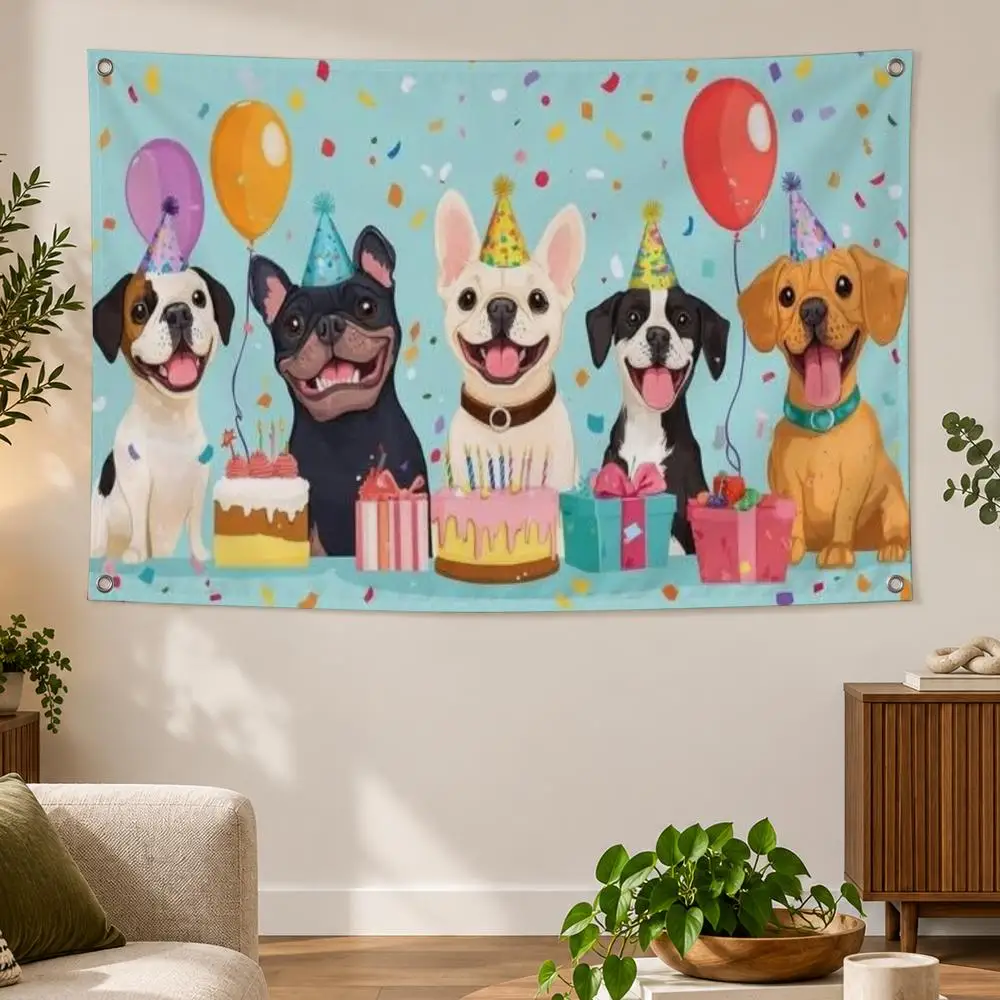 Meme Cute Funny C-Cute Dog Waving Paw Flags Banner Decor for Bedroom,Garden,Party,Club,Gaming Room,Indoor Outdoor