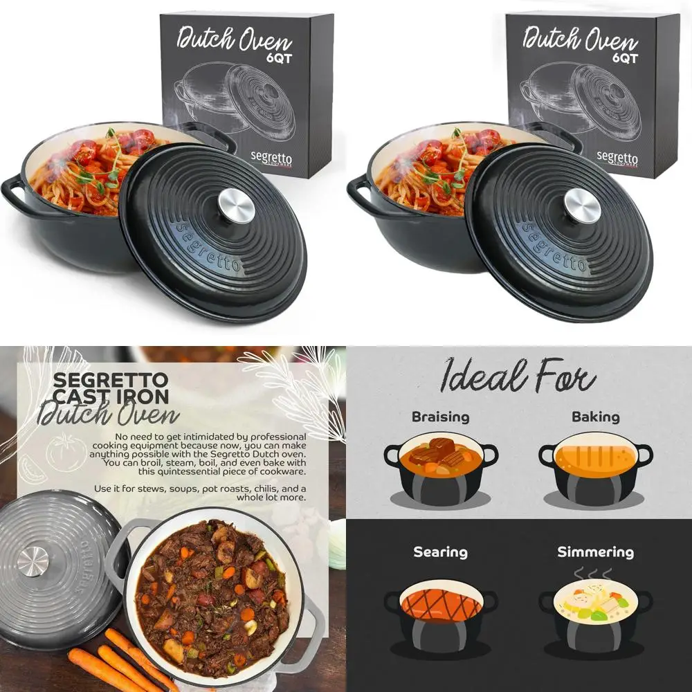 

6-Quart Black Enameled Cast Iron Dutch Oven