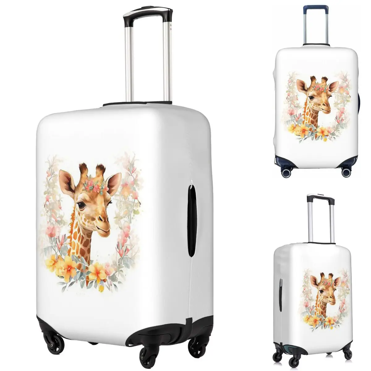 

Giraffe With Floral Headpiece Suitcase Cover Protection Elastic Trip Luggage Protector Covers for 18-32 Inch