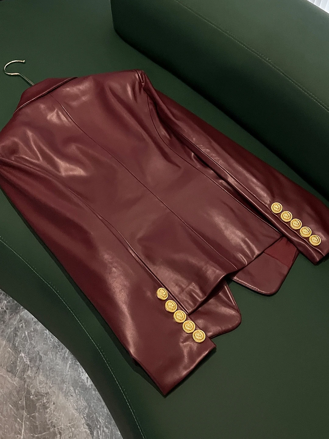 Veste rétro en cuir PU de qualité supérieure, couleur unie, col à revers, coupe ajustée, veste de cérémonie, veste de cérémonie Bury AZ9, vêtements de travail