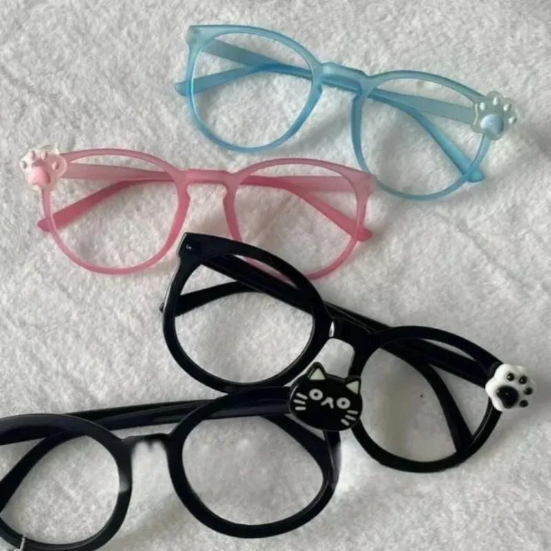 Y2K Cat Paw Shaped Eyeglasses Frame Women NEW Vintage Glasses Accessory Cosplay Bow Ear Toys Girls Gift Halloween Party Props