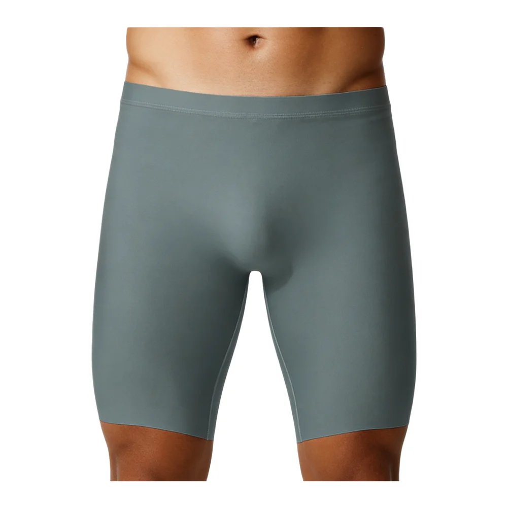 Men Ice Silk Boxers Sports Long Leg Shorts Underwear Seamless Anti-wear Panties