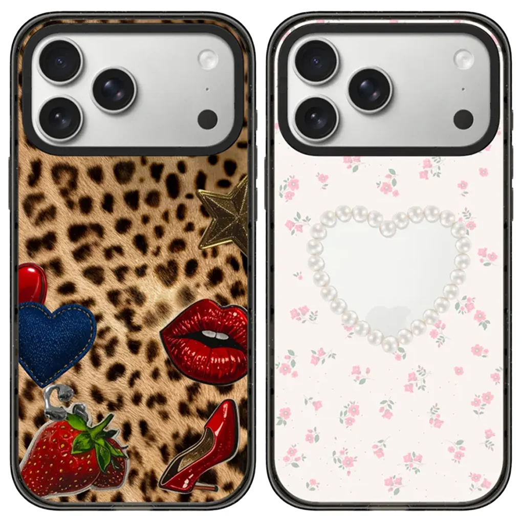 

Red Lip Leopard Print Acrylic Black Border Magnetic Case: Compatible with IPhone 17 16 15 14 13 12 Pro Max 17 Air