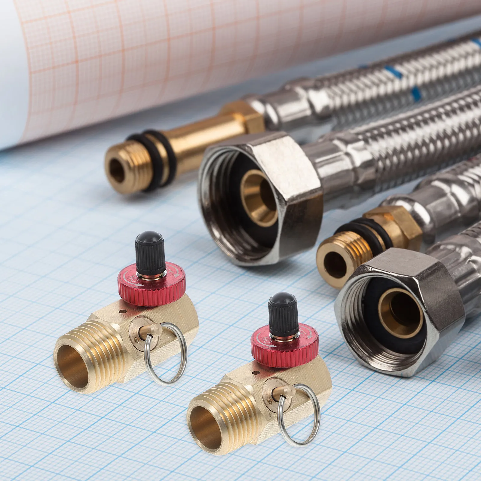 

2Pcs Brass Combination Valve Air Tank Manifold Safety Valve Relief Bypass Port for Portable Air Compressor Pressure Regulation