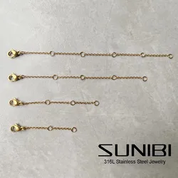 SUNIBI Stainless Steel Extension Extended Tail Chain Lobster Clasps Connector DIY Jewelry Making Findings Bracelet Necklaces