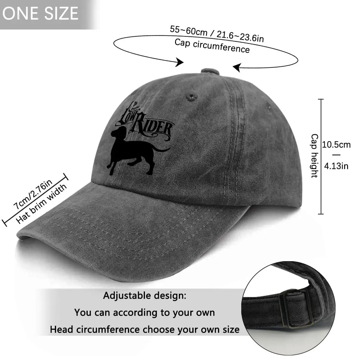 Low Rider Dachshund Dog Dad Hat Vintage Washed Dog Dad Adjustable Dad Hats for Men Cotton Climbing Hats