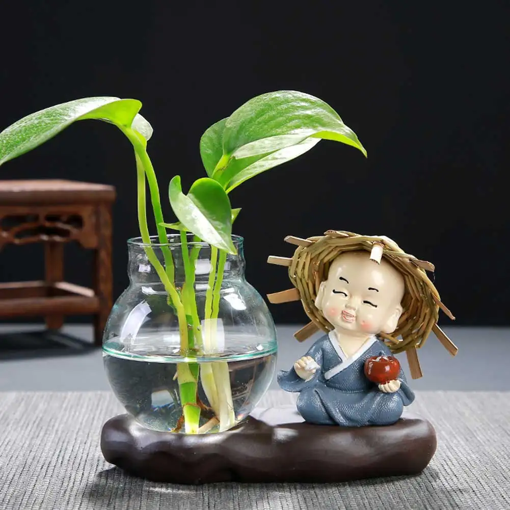 مزهرية زجاجية لطيفة على شكل رسوم كرتونية مزهرية زجاجية شفافة للنباتات وعاء نباتات حديث زينة لسطح المكتب لغرفة الدراسة المنزلية #1