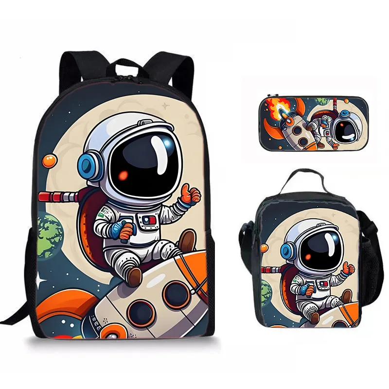 Trendy Popular Novelty space astronaut 3D Print 3pcs/Set Student School Bags Laptop Daypack Backpack Lunch bag Pencil Case