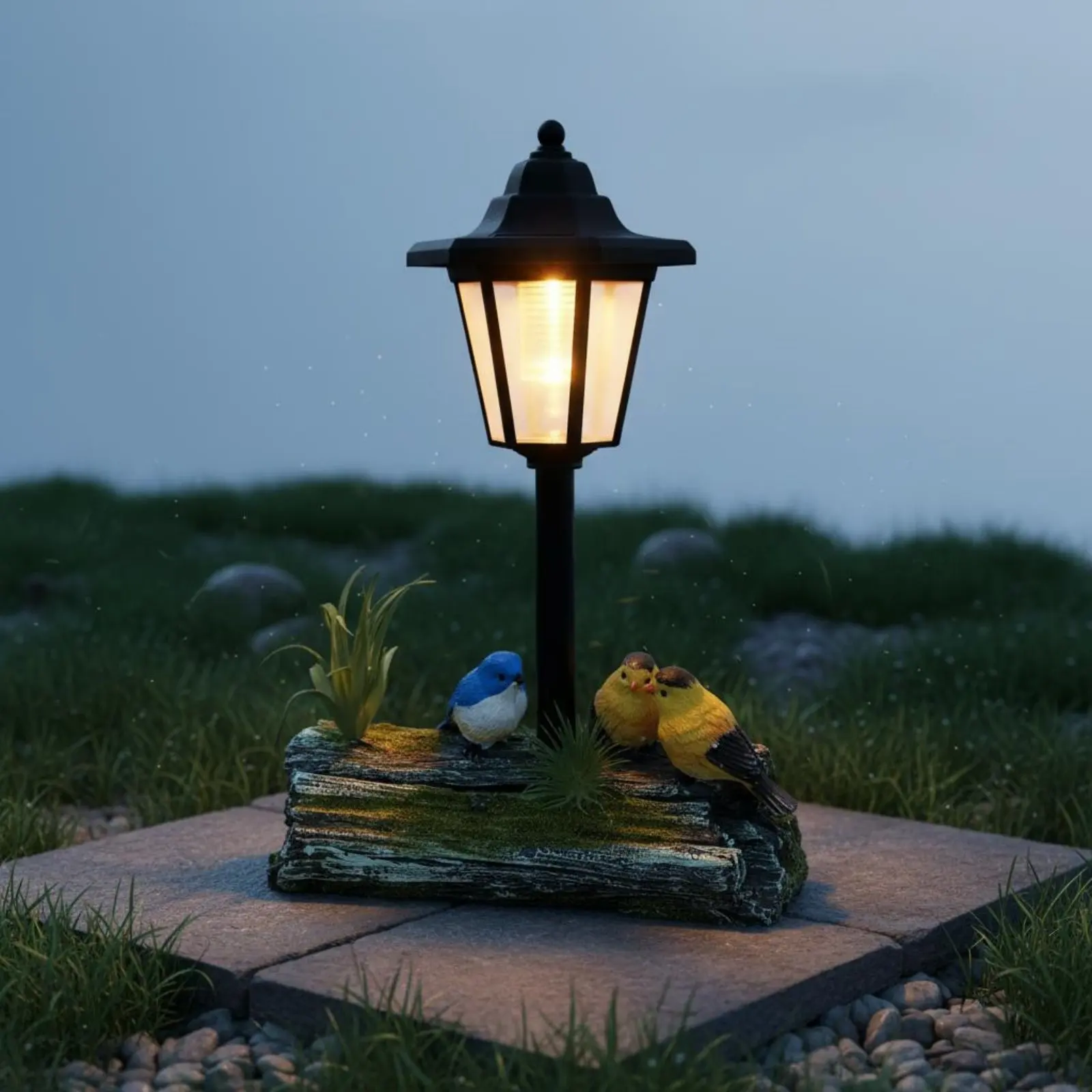 

Solar Bird Lamp Weather Resistant Bird Lantern Post Yard Stake Light Waterproof Outdoor Decoration Stable Base for Garden
