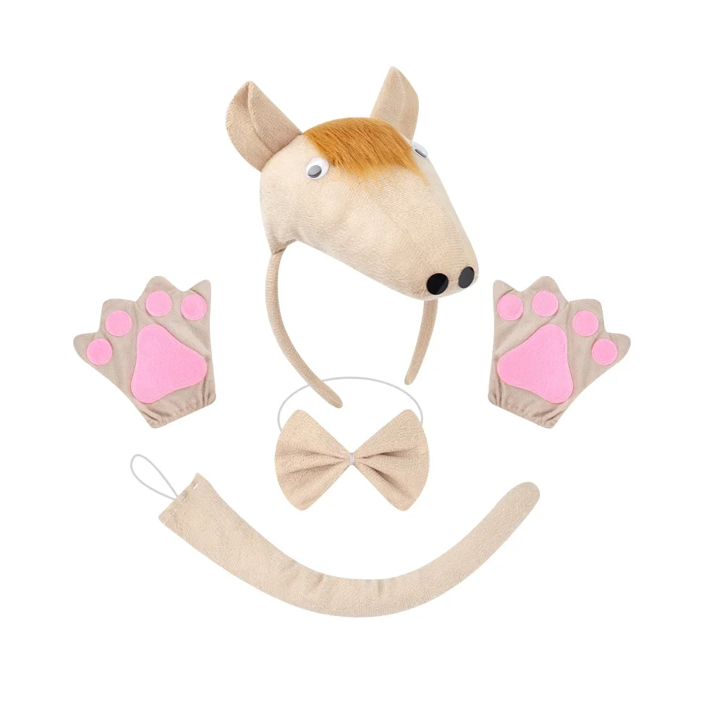 10pcs Adult Children Kids Horse Headband Bowtie Tail Costume for Birthday Party Halloween
