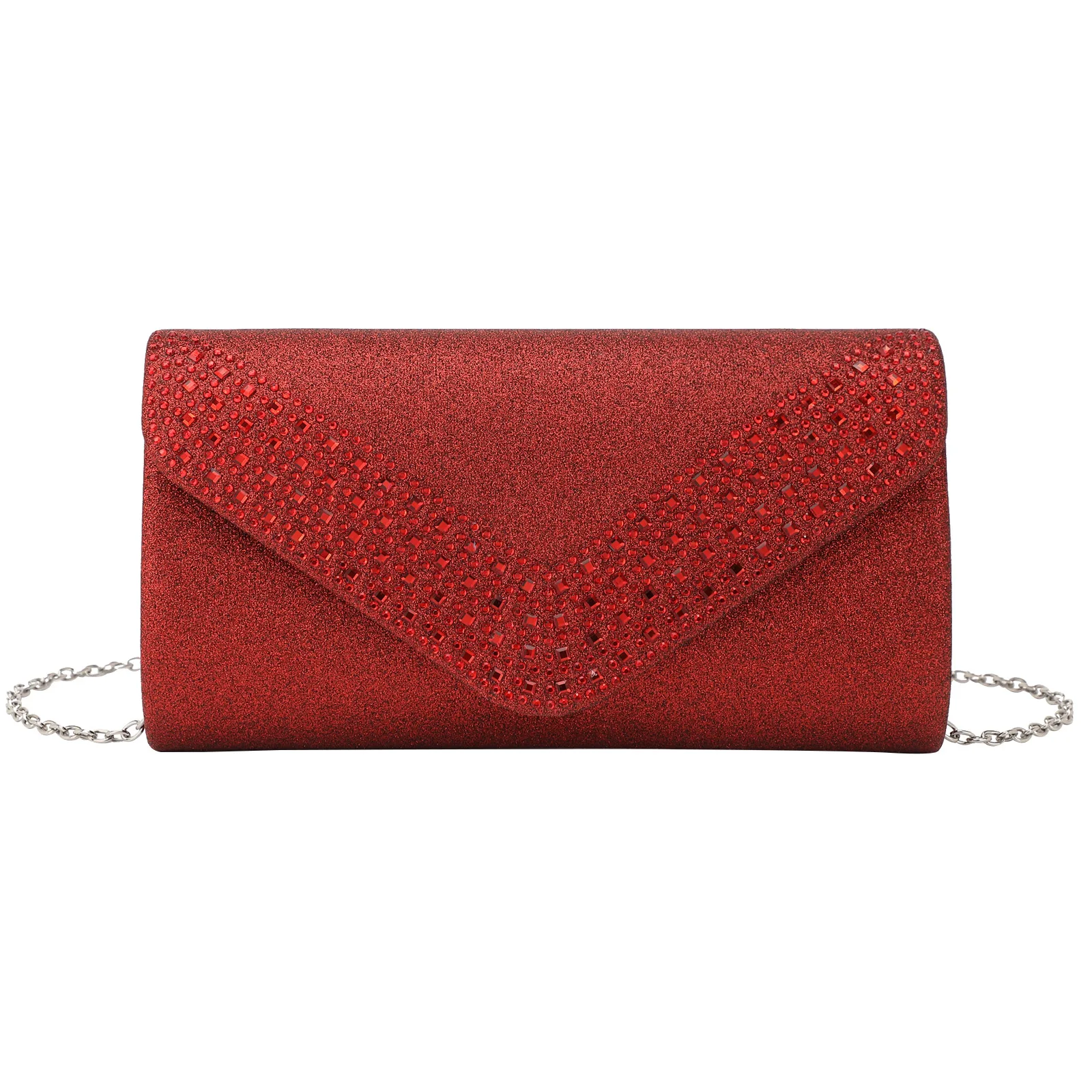 

Ladies Fashionable and Elegant Shiny Envelope Evening Clutch Bag with Chain for Single Shoulder or Crossbody Carry
