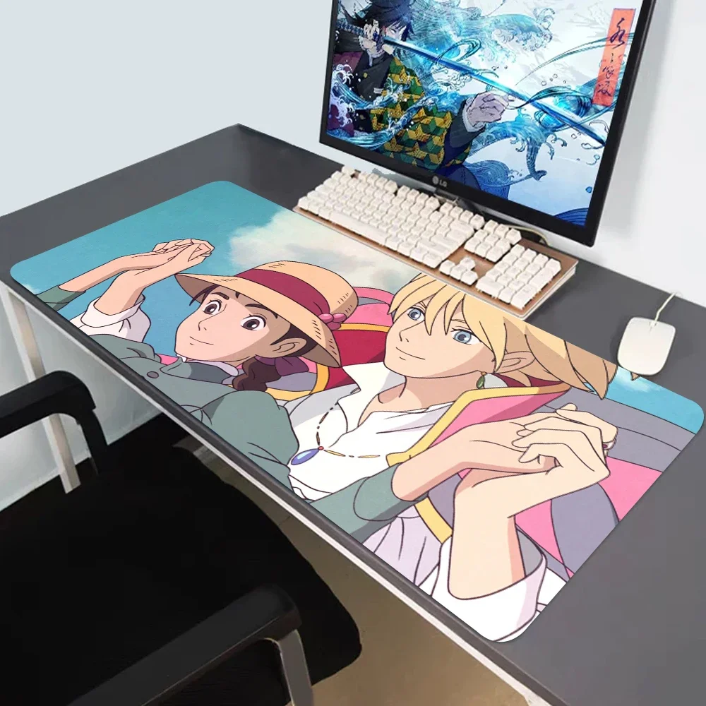 

Anime Howl And Sophie Gamer Speed Mice Retail Rubber Mousepad Printing Computer Gamers Mouse Pad XXL90x40cm Keyboard PC Desk Pad