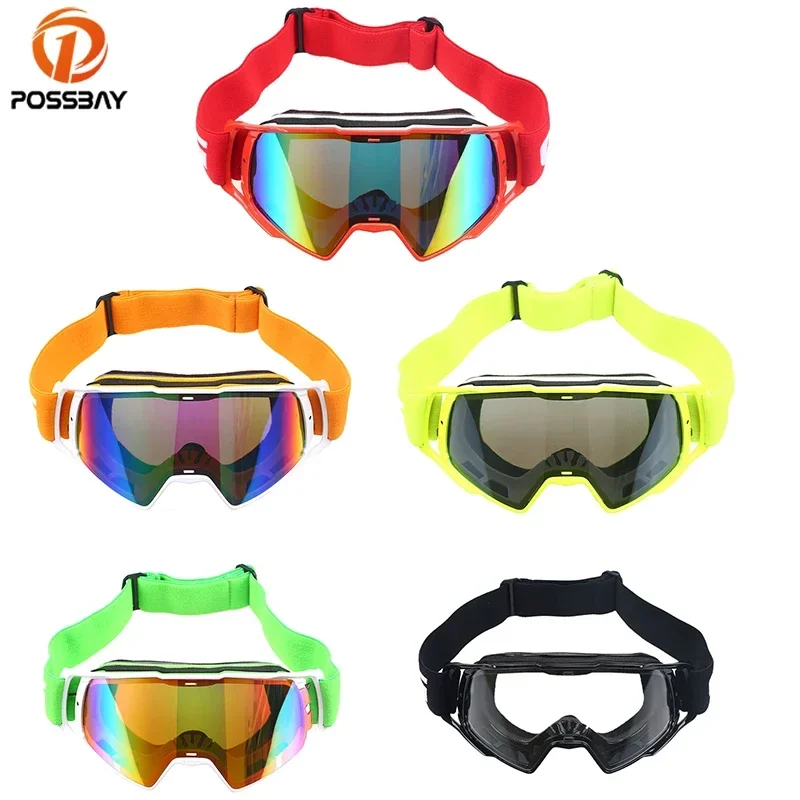 

POSSBAY Man Women Motorcycle Goggles Glasses Colorful Motocross Eyewear Bike For Snow Sports Skiing Outdoor Cycling Goggles